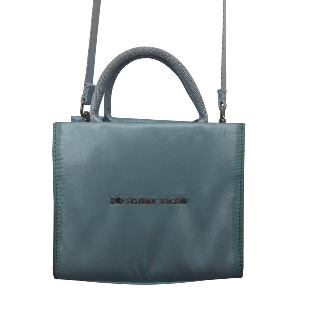 Brandon Blackwood "End Systemic Racism" ESR Mini Tote Baby Blue Satin Bag